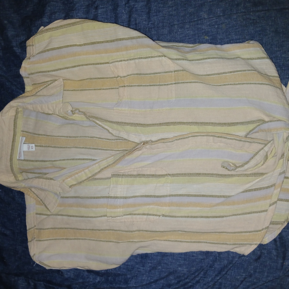 Shyanne Yellow Cream Cap Sleeve Polo Button Down Shirt